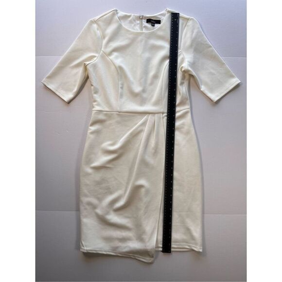 Lulus Westwood Ivory Cream Half Sleeve Sheath Dress Size Large EUC Style HL1249 - Picture 6 of 11